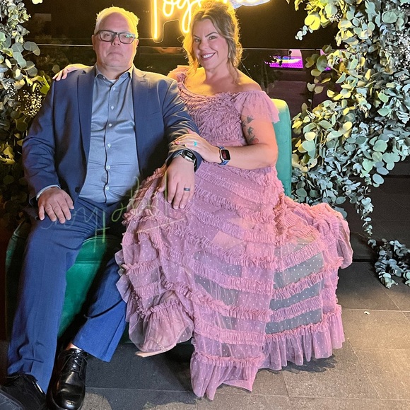 MAC DUGGAL Ruffle Cap Sleeve Embellished Tiered Gown - Picture 10 of 16